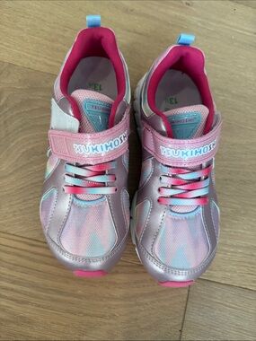 NWOT Tsukihoshi Pink Metallic Tie-Dye Kids Sneakers with Pull Tabs size 13 1/2